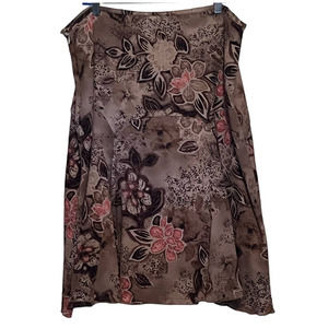 R. Q. T. Women's Brown Tan Orange Pleated Skirt Side Zipper‎ Size 18